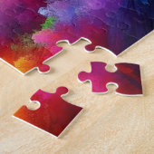 Blauw Rood Geel Landschap AI Generated Art Legpuzzel (Zijkant)