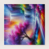Blauw Rood Geel Landschap AI Generated Art Legpuzzel (Verticaal)