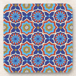 Blauw rood geel oosterpatroon bier onderzetter