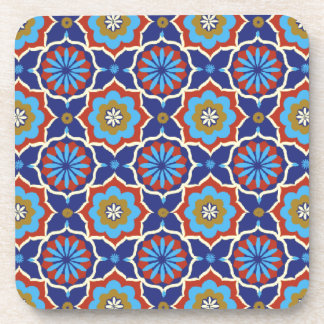 Blauw rood geel oosterpatroon bier onderzetter