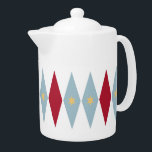 Blauw Rood Geel Sterren Met Diamanten Retro MCM Theepot<br><div class="desc">Deze fabelachtige moderne theepot uit het midden van de eeuw is voorzien van blauwe en rode diamanten met crèmekleurige sterren. Het is een geweldige manier om wat plezier toe te voegen aan uw keuken!</div>