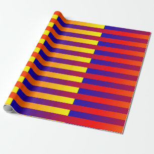 Blauw Rood Geel Strepen Cadeaupapier