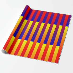 Blauw Rood Geel Strepen Cadeaupapier