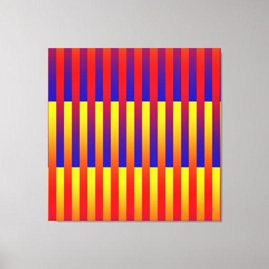 Blauw Rood Geel Strepen Canvas Afdruk (Voorkant)