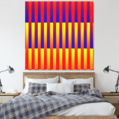 Blauw Rood Geel Strepen Canvas Afdruk (Insitu (Slaapkamer))