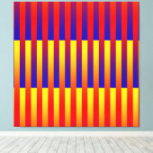 Blauw Rood Geel Strepen Canvas Afdruk (Insitu (Houten vloer))