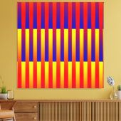 Blauw Rood Geel Strepen Canvas Afdruk (Insitu (Woonkamer))