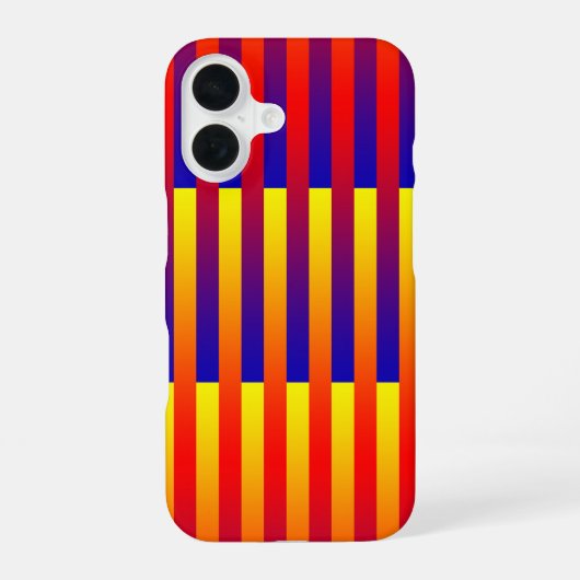 Blauw Rood Geel Strepen iPhone 16 Hoesje (Achterkant)