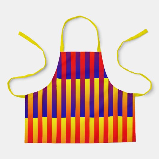 Blauw Rood Geel Strepen Kinderen Schort (Voorkant)