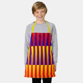 Blauw Rood Geel Strepen Kinderen Schort (Gedragen)