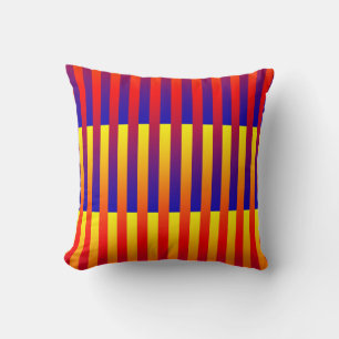 Blauw Rood Geel Strepen Kussen