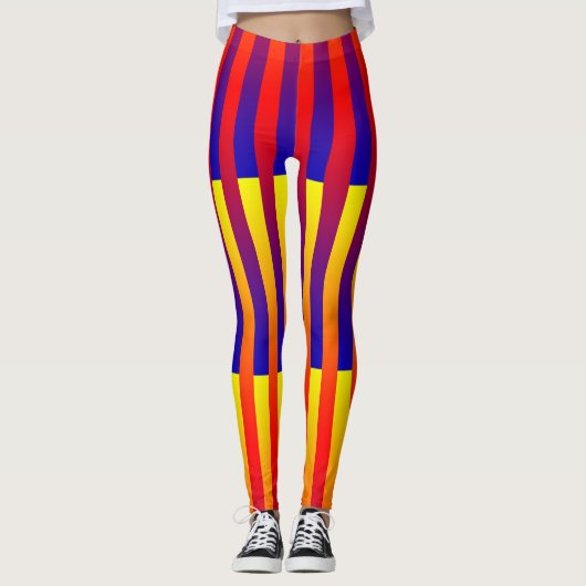 Blauw Rood Geel Strepen Leggings (Voorkant)
