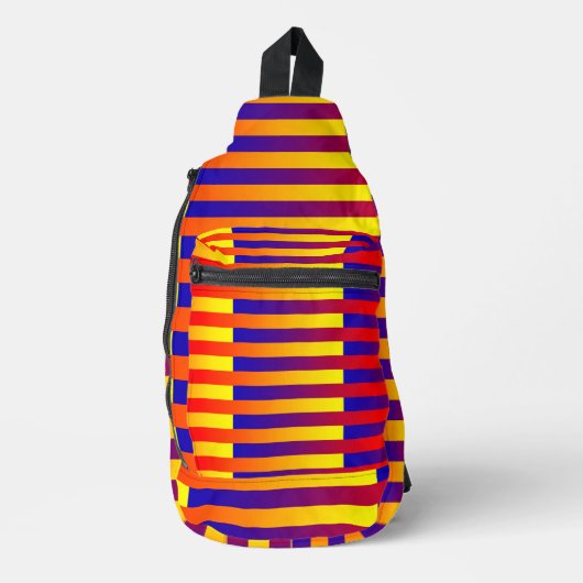 Blauw Rood Geel Strepen Sling Bag (Voorkant)