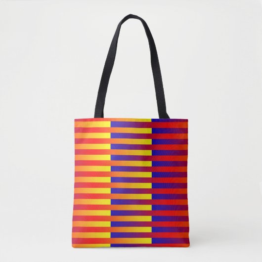 Blauw Rood Geel Strepen Tote Bag (Voorkant)