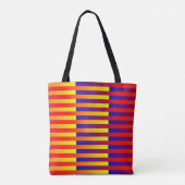 Blauw Rood Geel Strepen Tote Bag (Achterkant)
