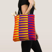 Blauw Rood Geel Strepen Tote Bag (Dichtbij)