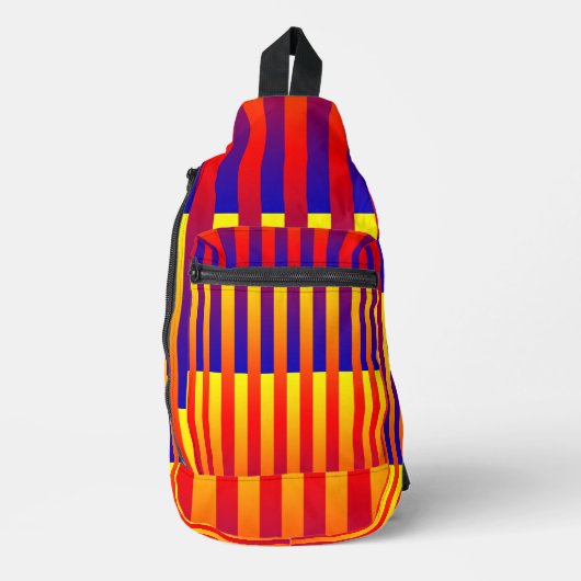Blauw Rood Gele Strepen Sling Bag (Voorkant)