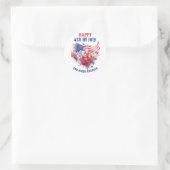 Blauw Rood Gelukkig 4 juli waterverf Ronde Sticker (Tas)