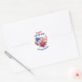 Blauw Rood Gelukkig 4 juli waterverf Ronde Sticker (Envelop)