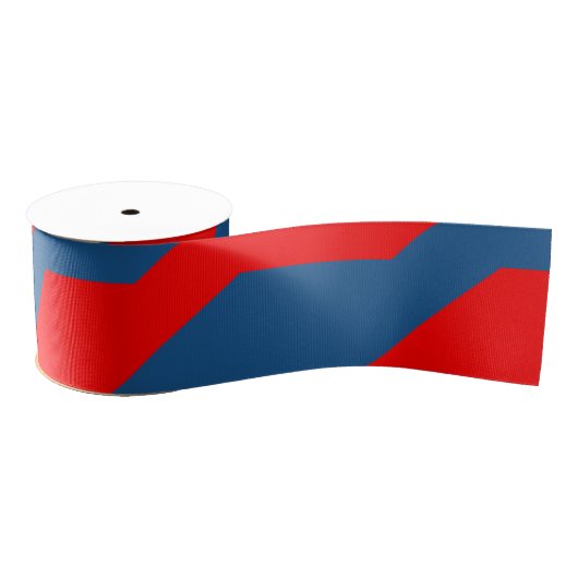 Blauw & Rood Geometrisch Ontwerp | Willekeurige le Grosgrain Lint (Spoel)