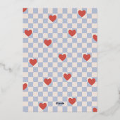 Blauw rood geruit Hartjes Valentijnsdag kaart (Achterkant)