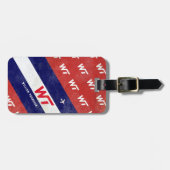 blauw rood - gestreept reizen bagagelabel (Voorkant horizontaal)