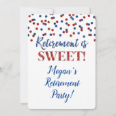 Blauw Rood Glitter Confetti Pensioen Partij Kaart (Voorkant)