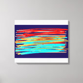 Blauw Rood Goud Abstracte Kunst Opgespannen Canvas Afdruk (Voorkant)