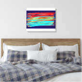 Blauw Rood Goud Abstracte Kunst Opgespannen Canvas Afdruk (Insitu (Slaapkamer))