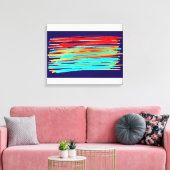 Blauw Rood Goud Abstracte Kunst Opgespannen Canvas Afdruk (Insitu (Woonkamer))