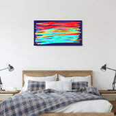 Blauw Rood Goud Abstracte Kunst Opgespannen Canvas Afdruk (Insitu (Slaapkamer))