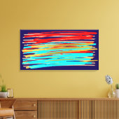 Blauw Rood Goud Abstracte Kunst Opgespannen Canvas Afdruk (Insitu (Woonkamer))