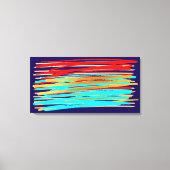 Blauw Rood Goud Abstracte Kunst Opgespannen Canvas Afdruk (Voorkant)