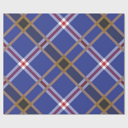 Blauw rood goud en wit vlakgeometrisch patroon cadeaupapier (Vlak)