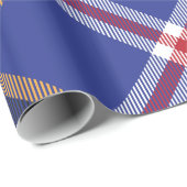 Blauw rood goud en wit vlakgeometrisch patroon cadeaupapier (Rol Hoek)