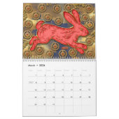 Blauw rood goud jaar van het konijnenjaar Chinees Kalender (Mar 2026)