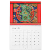 Blauw rood goud jaar van het konijnenjaar Chinees Kalender (Jan 2026)