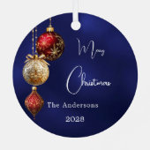 Blauw rood goud kerstballen metalen ornament (Achterkant)