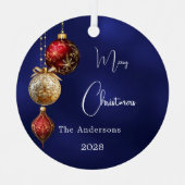 Blauw rood goud kerstballen metalen ornament (Voorkant)