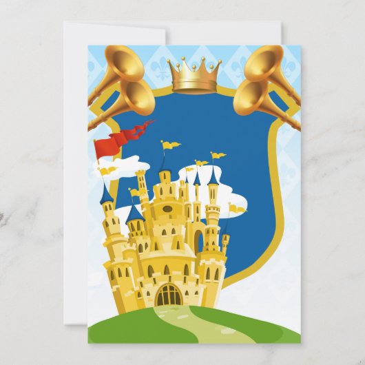 Blauw Rood Goud Koninklijk Prins Kasteel Verjaarda Kaart (Achterkant)