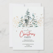 Blauw Rood Goud Traditionele Waterverf Kerst Kaart (Voorkant)