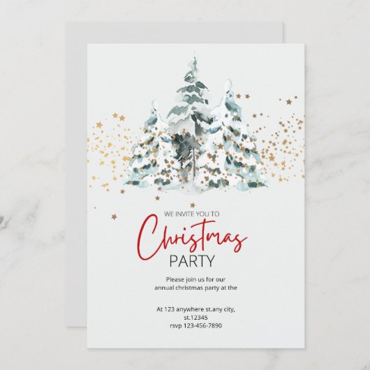 Blauw Rood Goud Traditionele Waterverf Kerst Kaart (Voorkant / Achterkant)