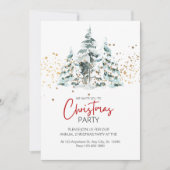 Blauw Rood Goud Waterverf Kerstboom Kaart (Voorkant)