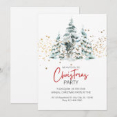 Blauw Rood Goud Waterverf Kerstboom Kaart (Voorkant / Achterkant)