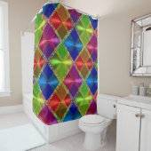 Blauw Rood Groen Glitter Plaid Design Douchegordijn (In situ)