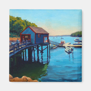 Blauw Rood Groen Maine Haven met Rondleidingen Magneet