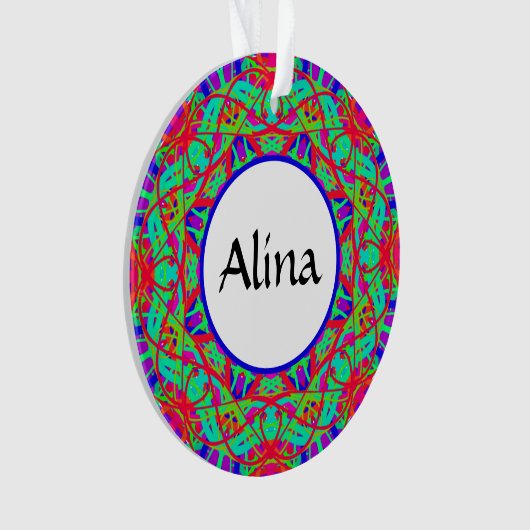 Blauw Rood Groen Mandala  Boho Christmas Ornament (voorkant)