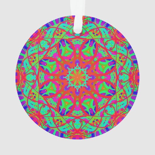 Blauw Rood Groen Mandala Boho Christmas Ornament (achterkant)