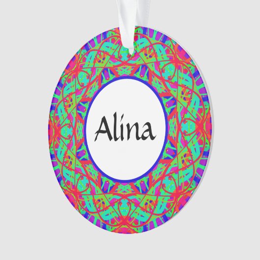 Blauw Rood Groen Mandala  Boho Christmas Ornament (voorkant)