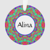 Blauw Rood Groen Mandala  Boho Christmas Ornament (voorkant)